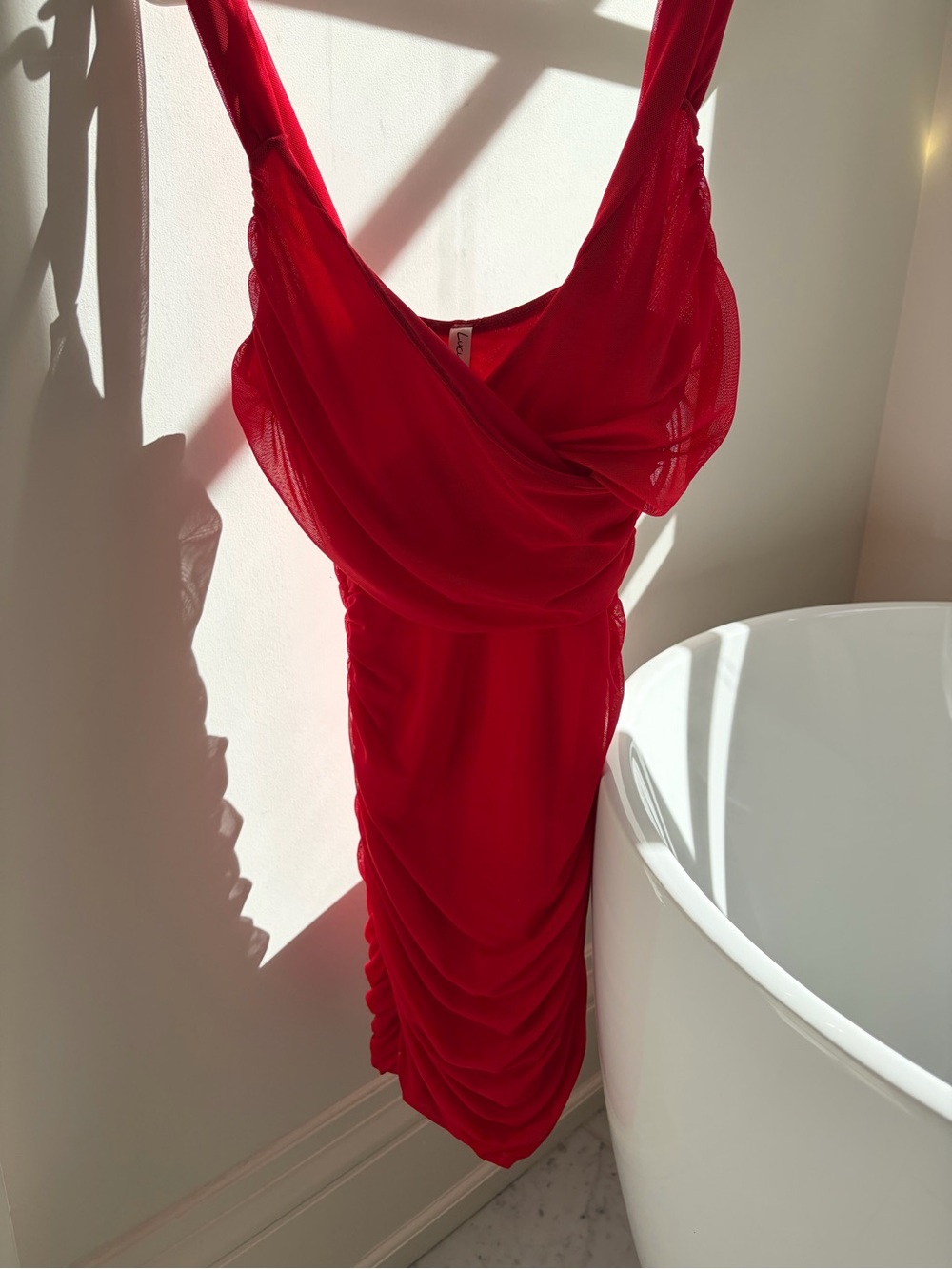 Lucy in the Sky Red Draped Mini Dress